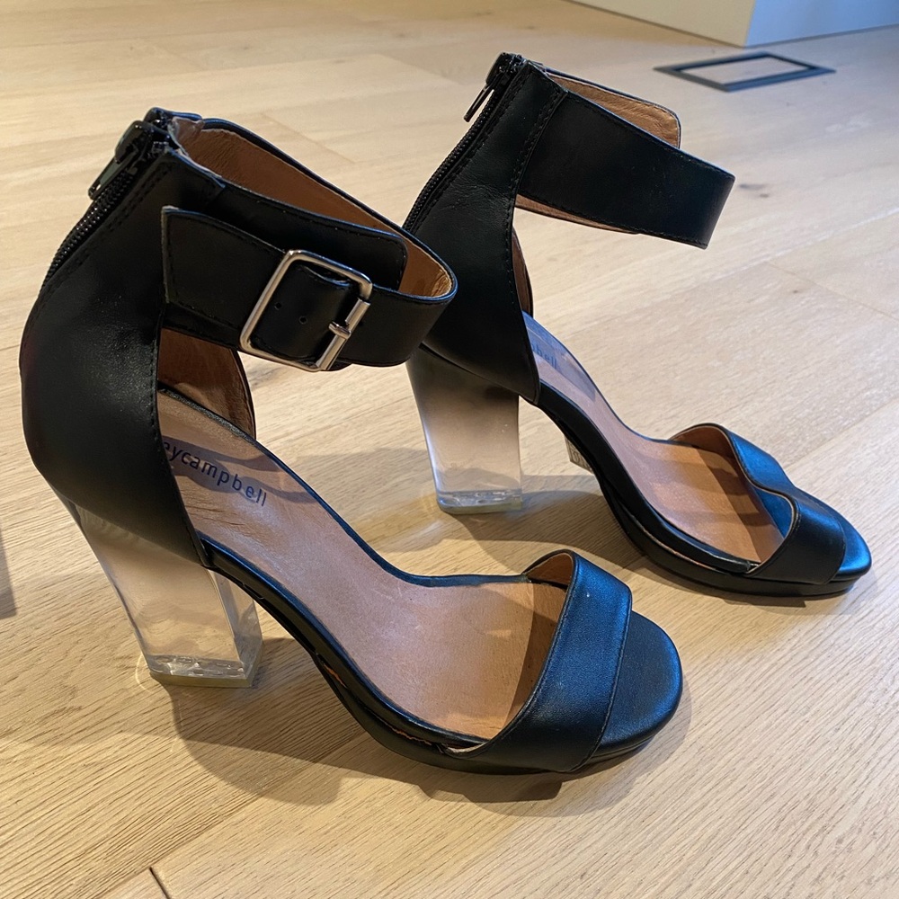 Jeffrey Campbell Black and Clear Heels